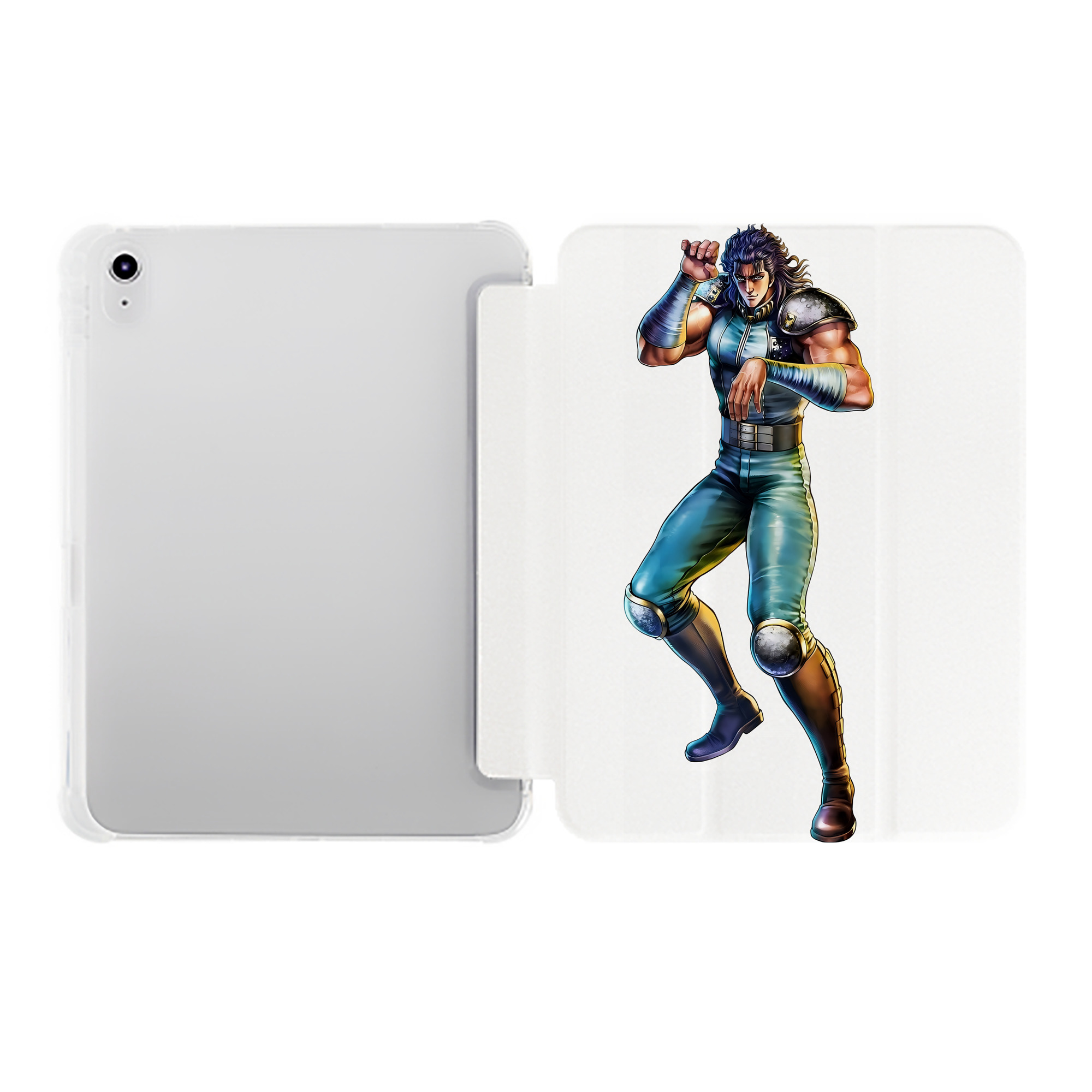 （画像用） 北斗の拳 Fist of the North Star IPad ケース ペン収納付き 三つ折りスタンド PUレザー×シリコン 対応機種9.5/10.5/10.9インチ